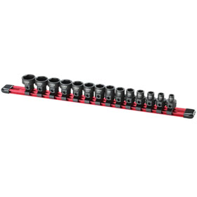 14-teiliges 3/8"-Steckschlüsselsatz für Schlagschrauber, kurze Ausführung, 6–19 mm, niedrige Bauhöhe, Sechskant-Antrieb